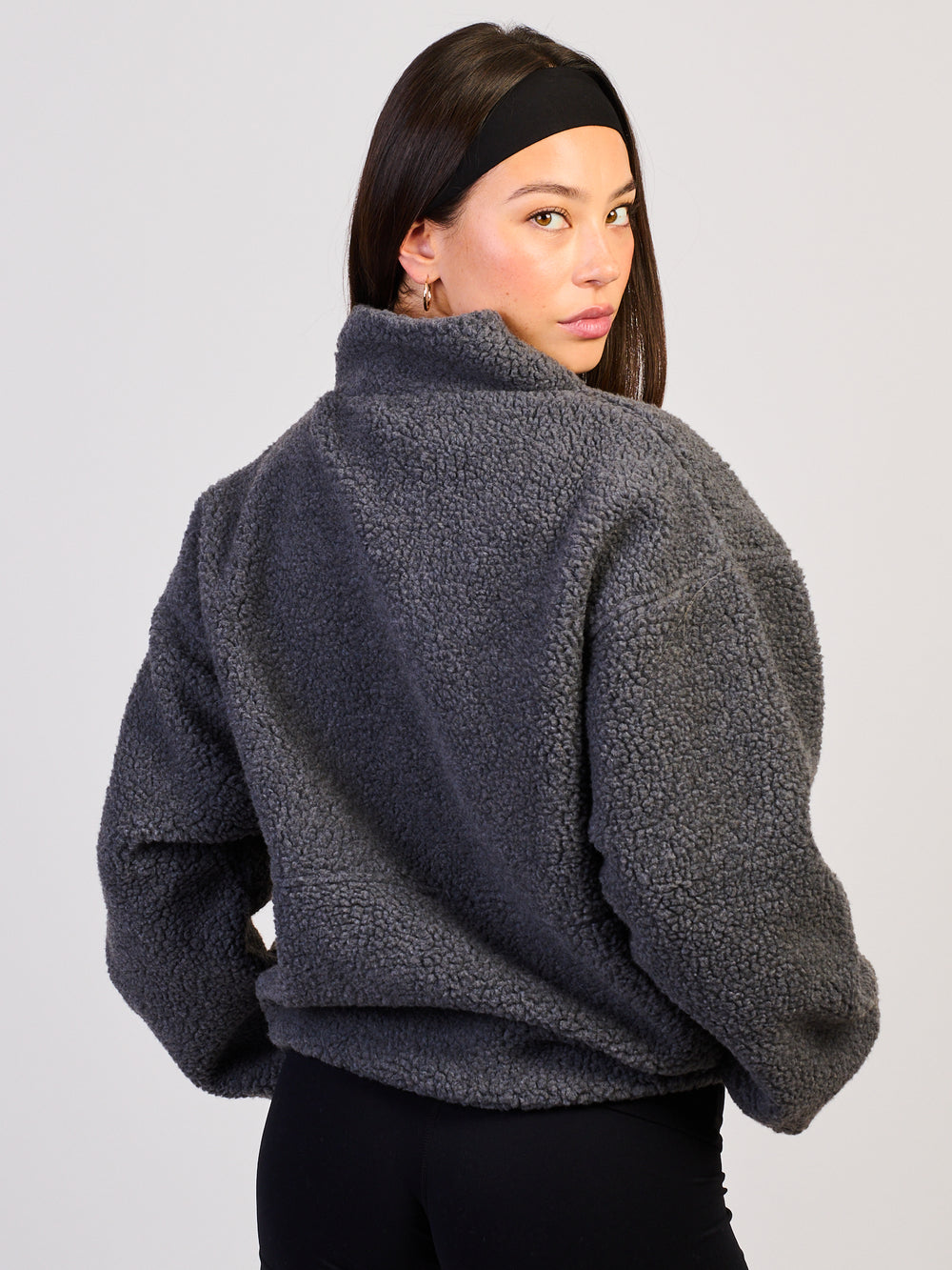 HARLOW COCO SHERPA ZIP - CHARCOAL