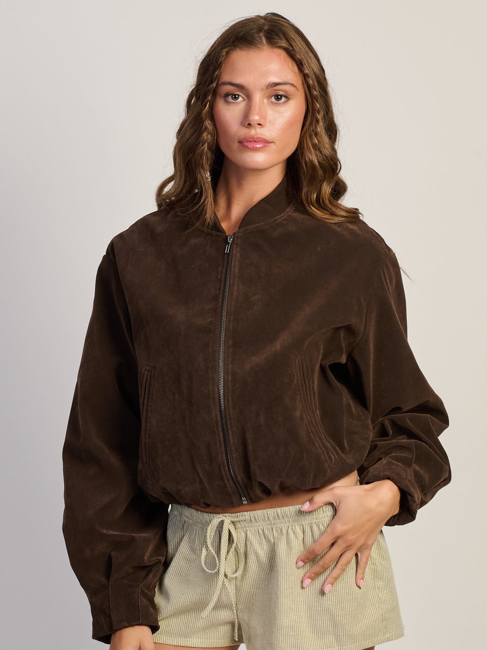 HARLOW SARA SUEDE JACKET - BROWN