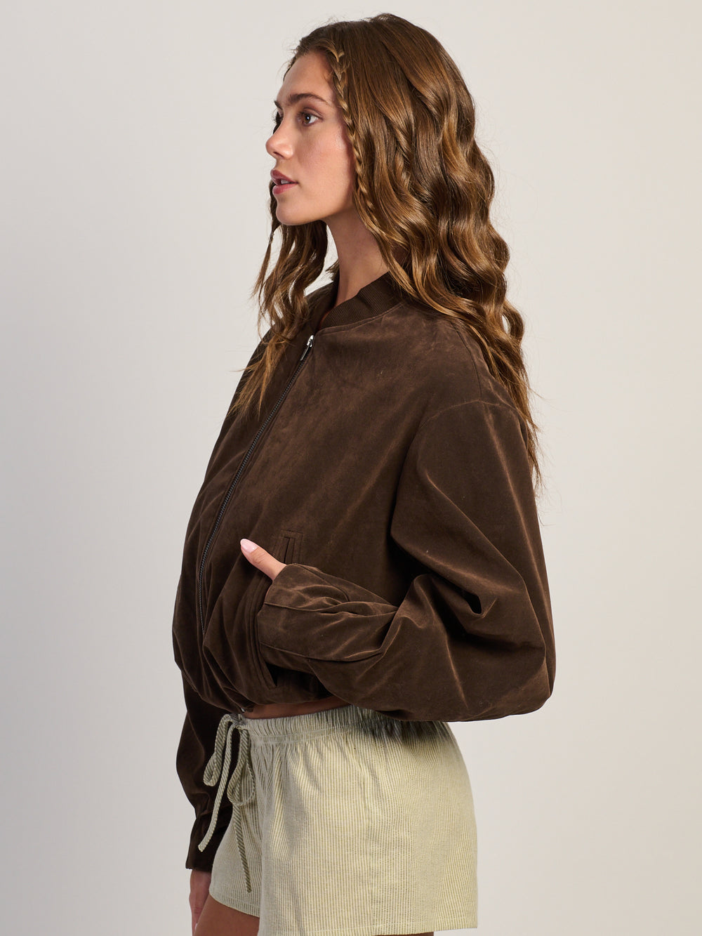 HARLOW SARA SUEDE JACKET - BROWN