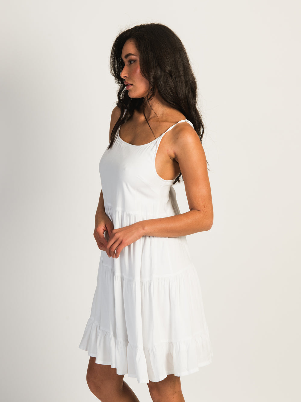 HARLOW TIERED LINED DRESS - WHITE