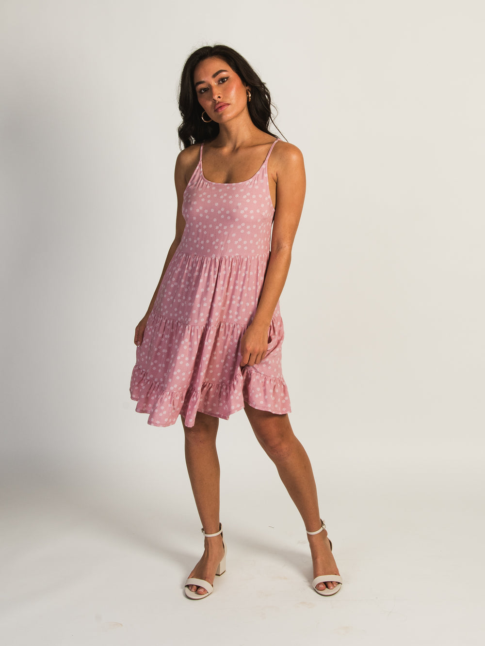 HARLOW TIERED PRINT DRESS - PINK DITSY