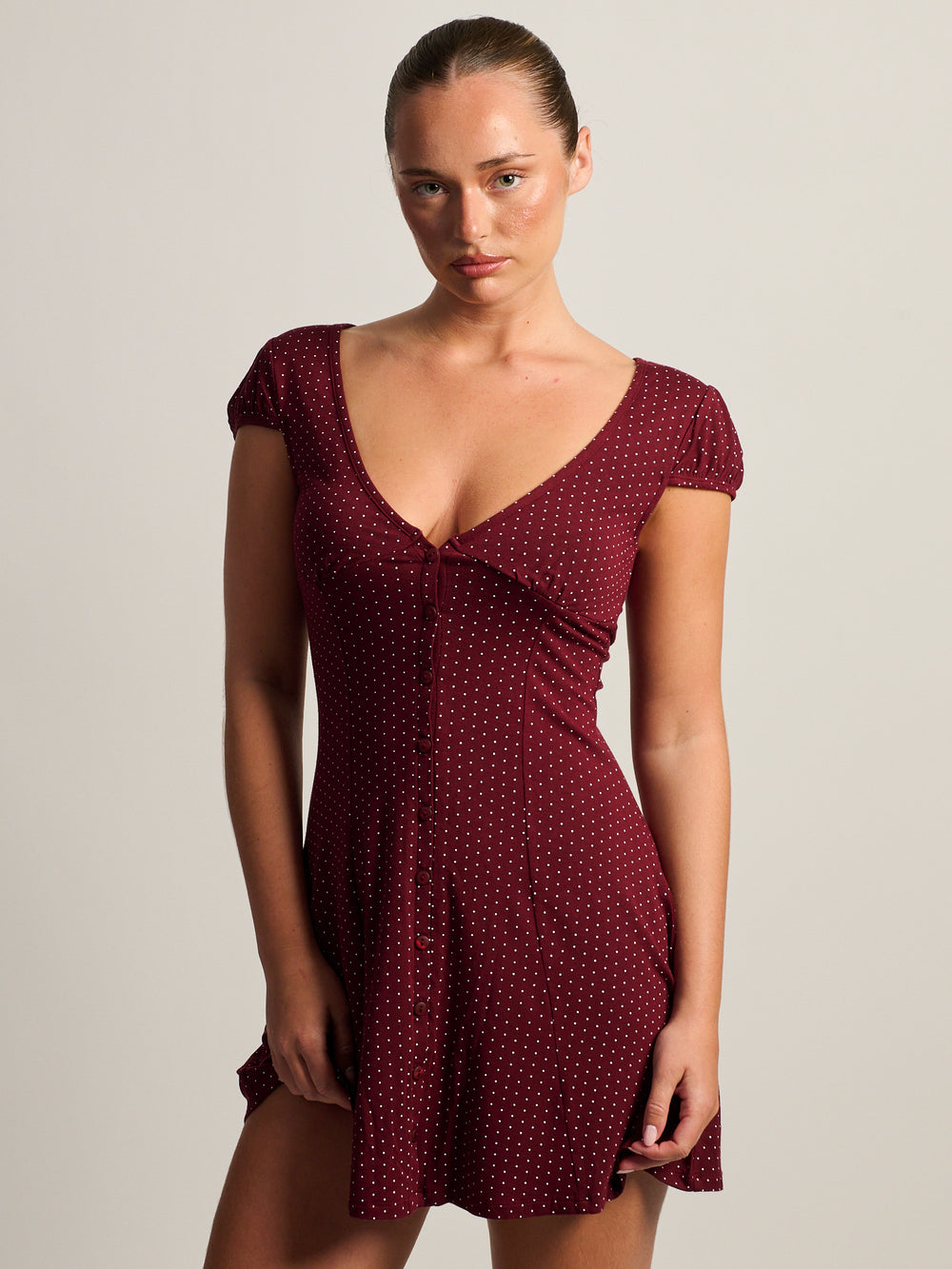HARLOW REMI DRESS - BURGUNDY