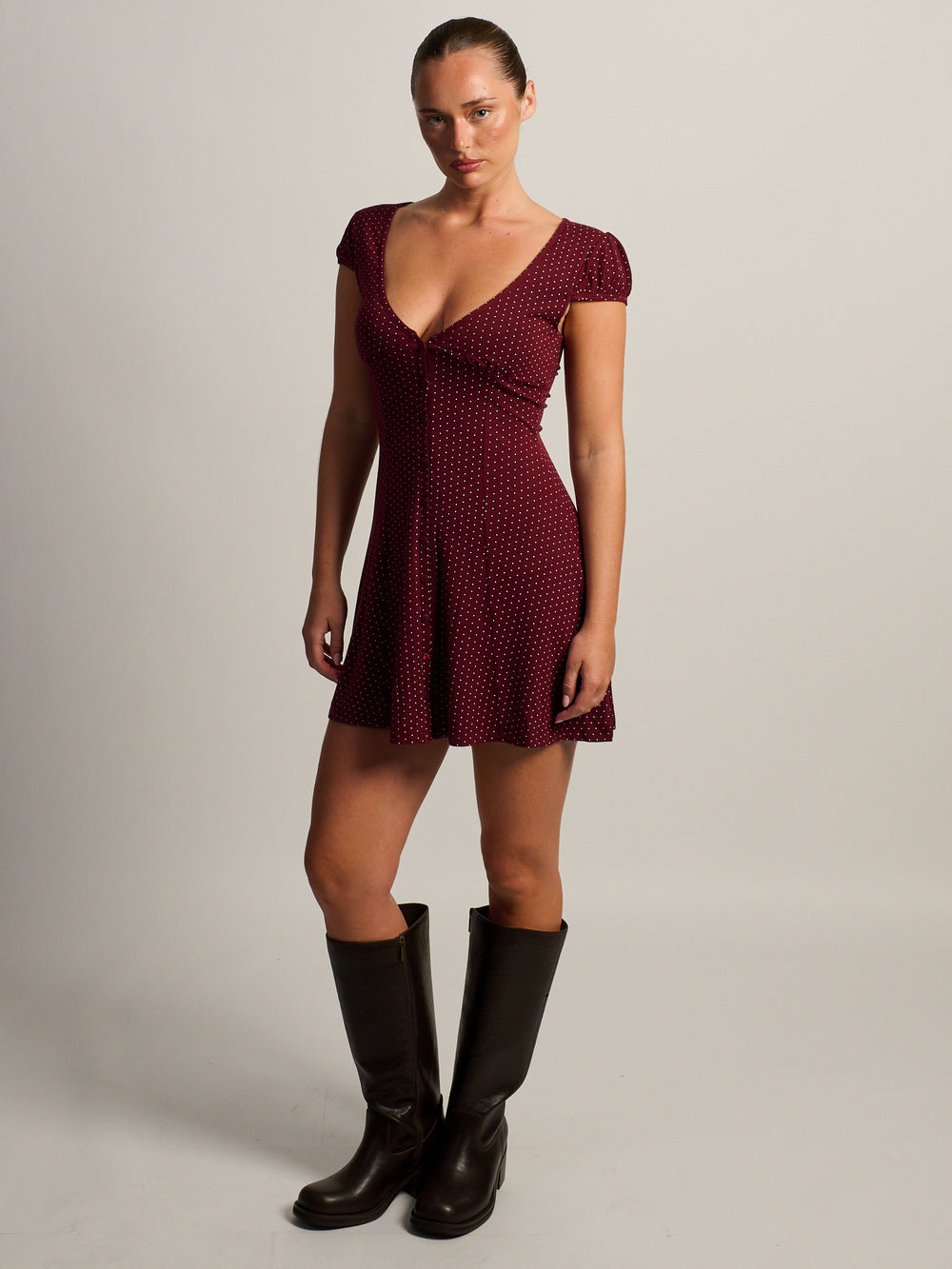 HARLOW REMI DRESS - BURGUNDY