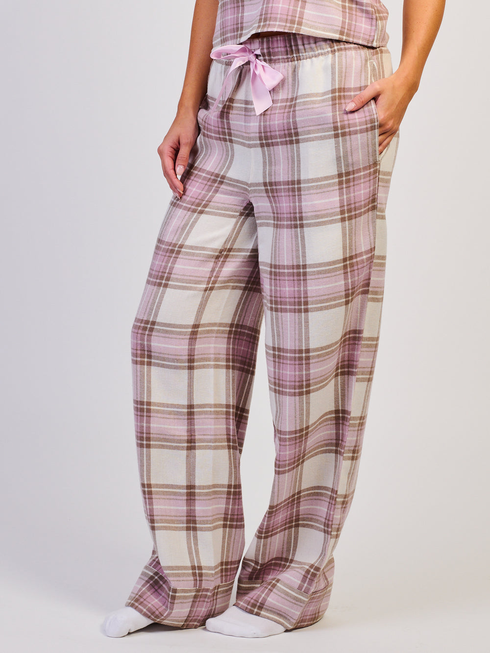 HARLOW PLAID PANT - PINK