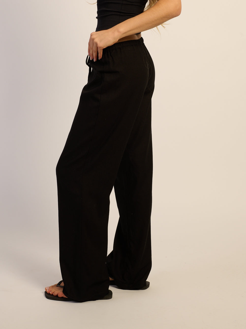 HARLOW LANA LINEN PANT - BLACK