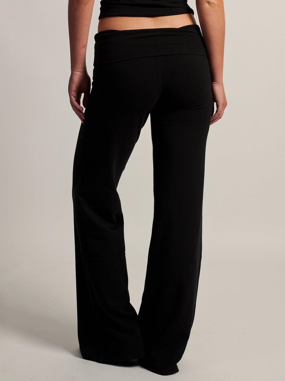 HARLOW ESSENTIAL FOLDOVER WIDE LEG PANT - BLACK
