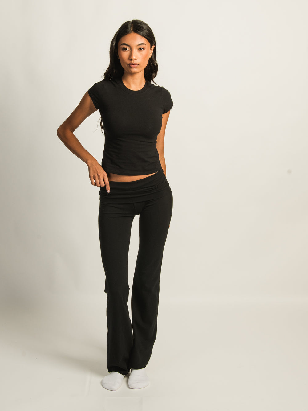 HARLOW GIA FOLDOVER PANT - BLACK