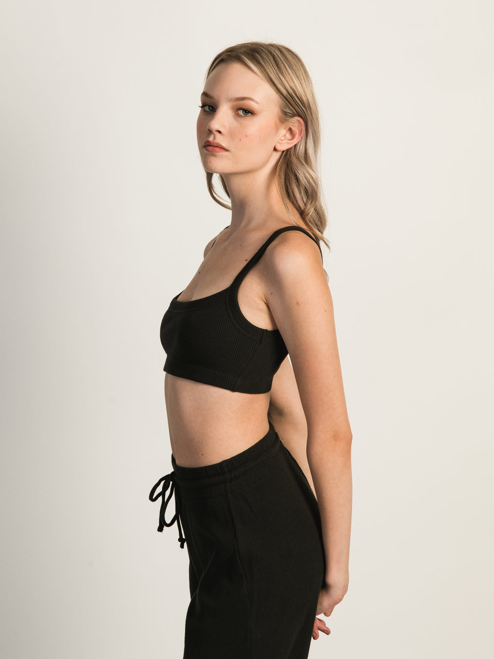 HARLOW WINNIE WAFFLE BRALETTE - BLACK