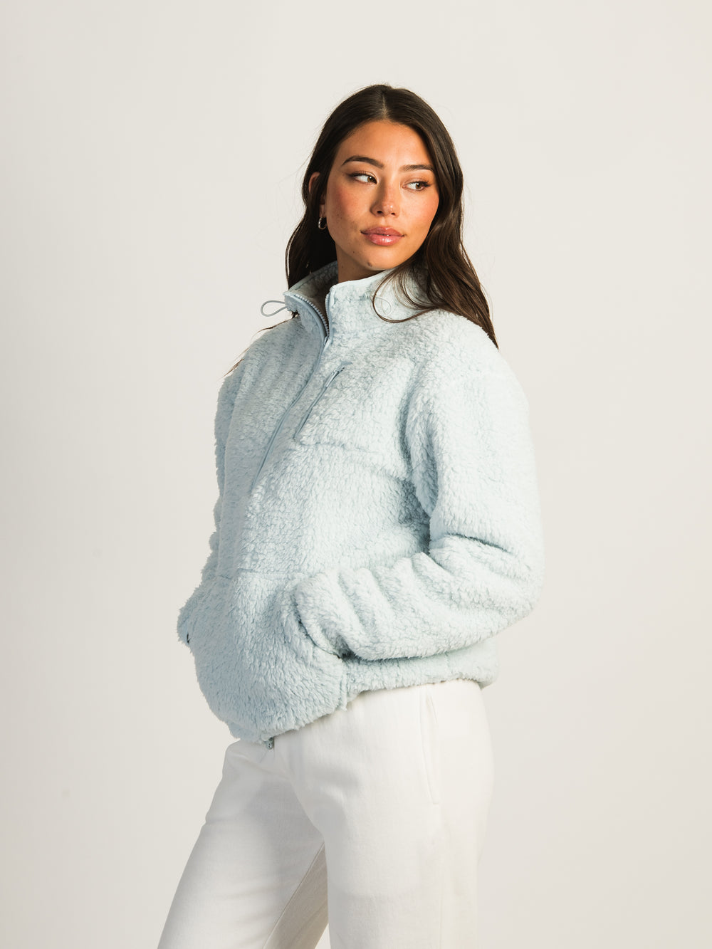 HARLOW TEDDY SHERPA QUARTER ZIP - LIGHT BLUE