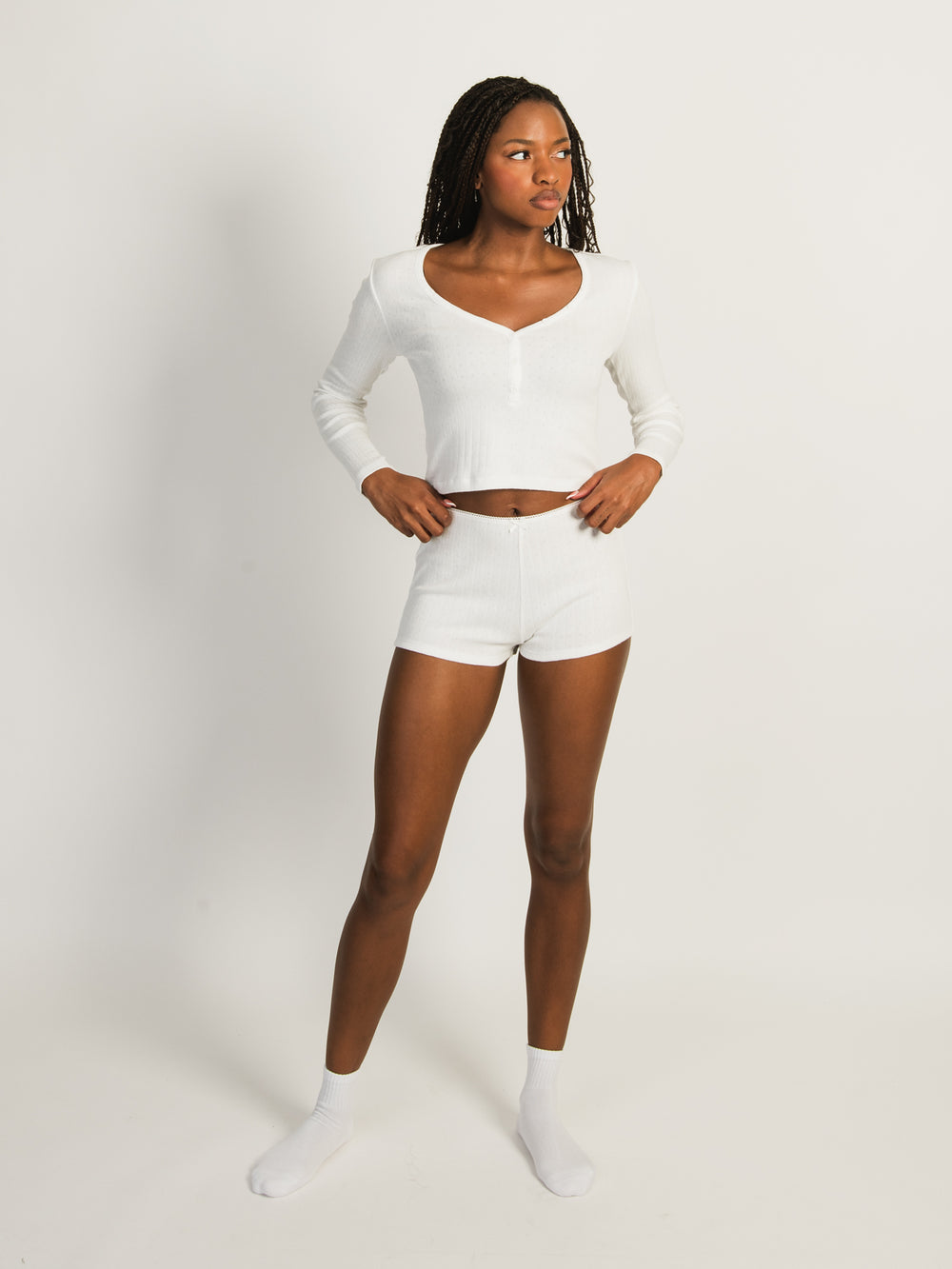 HARLOW PIA POINTELLE SHORTS - OFF WHITE