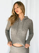 HARLOW BROOKE CABLE KNIT SWEATER - HEATHER GREY