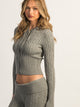 HARLOW BROOKE CABLE KNIT SWEATER - HEATHER GREY