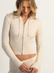 HARLOW BROOKE CABLE KNIT SWEATER - OATMEAL
