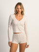 HARLOW HOLLY LONG SLEEVE DITSY HENLEY - WHITE