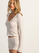 HARLOW HOLLY LONG SLEEVE DITSY HENLEY - WHITE