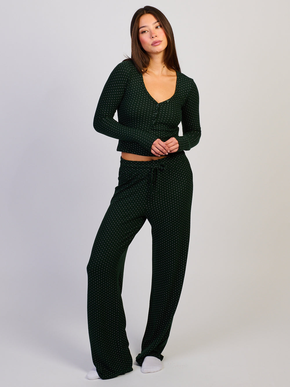 HARLOW HOLLY HENLEY LONG SLEEVE - FOREST