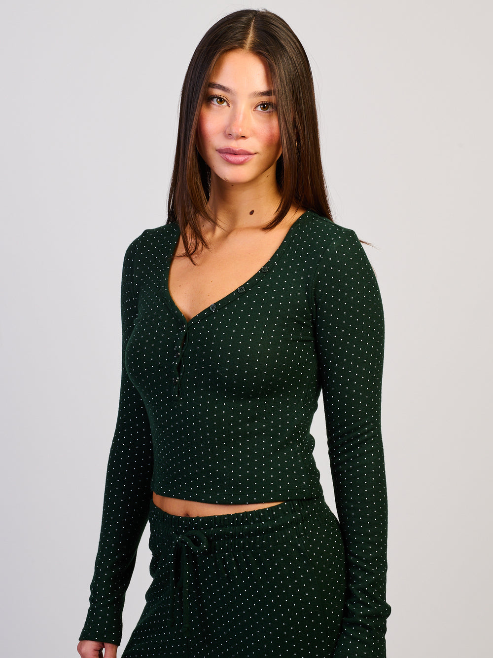 HARLOW HOLLY HENLEY LONG SLEEVE - FOREST