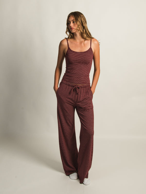 HARLOW SUNNI STRIPE JERSEY PANT - BURGUNDY