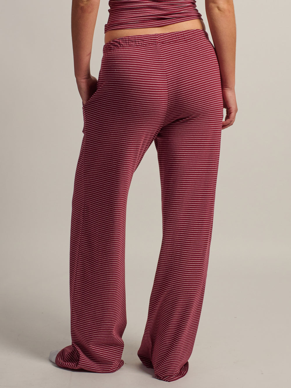 HARLOW SUNNI STRIPE JERSEY PANT - BURGUNDY