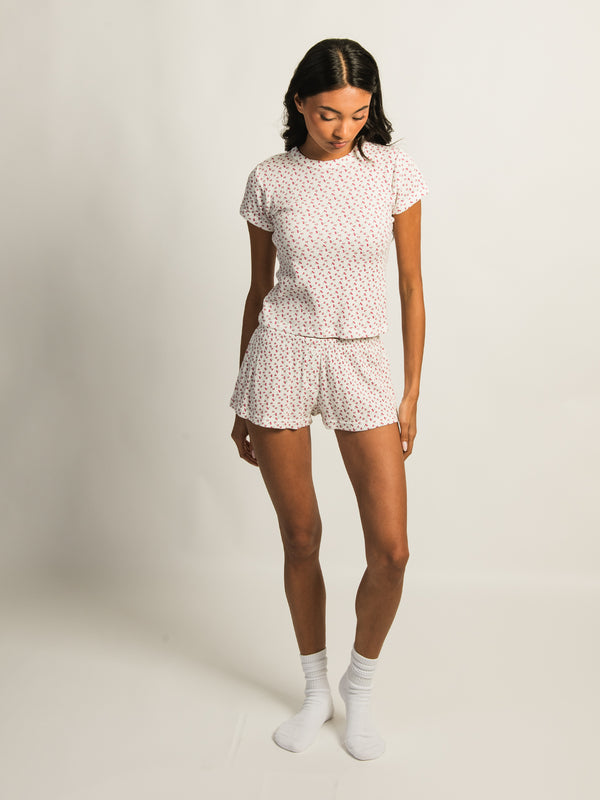 HARLOW ALLIE DITSY WAFFLE SHORT - OFF WHITE