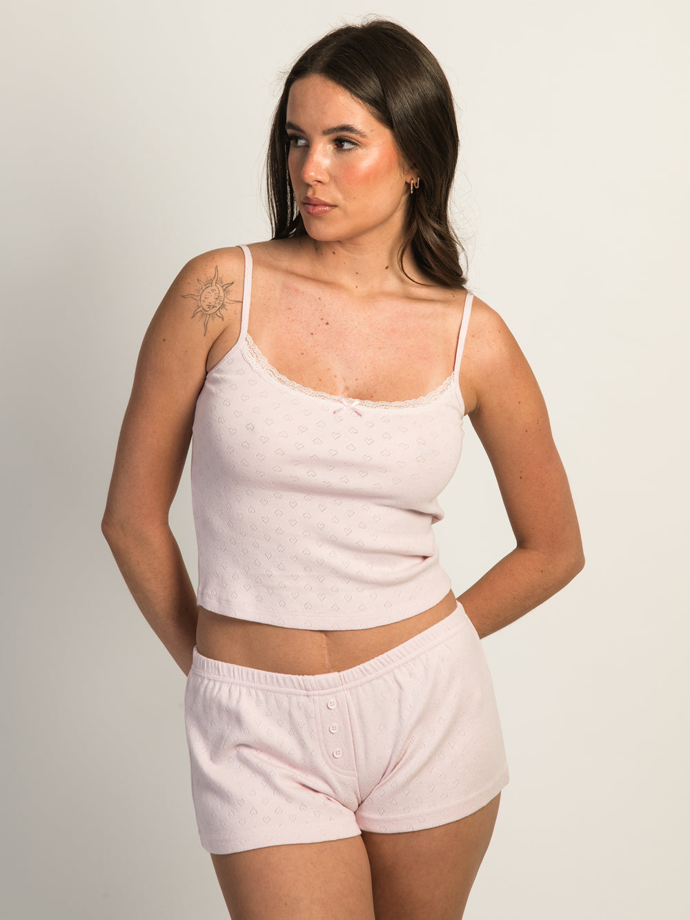 HARLOW MALLORY HEART TANK TOP - BABY PINK