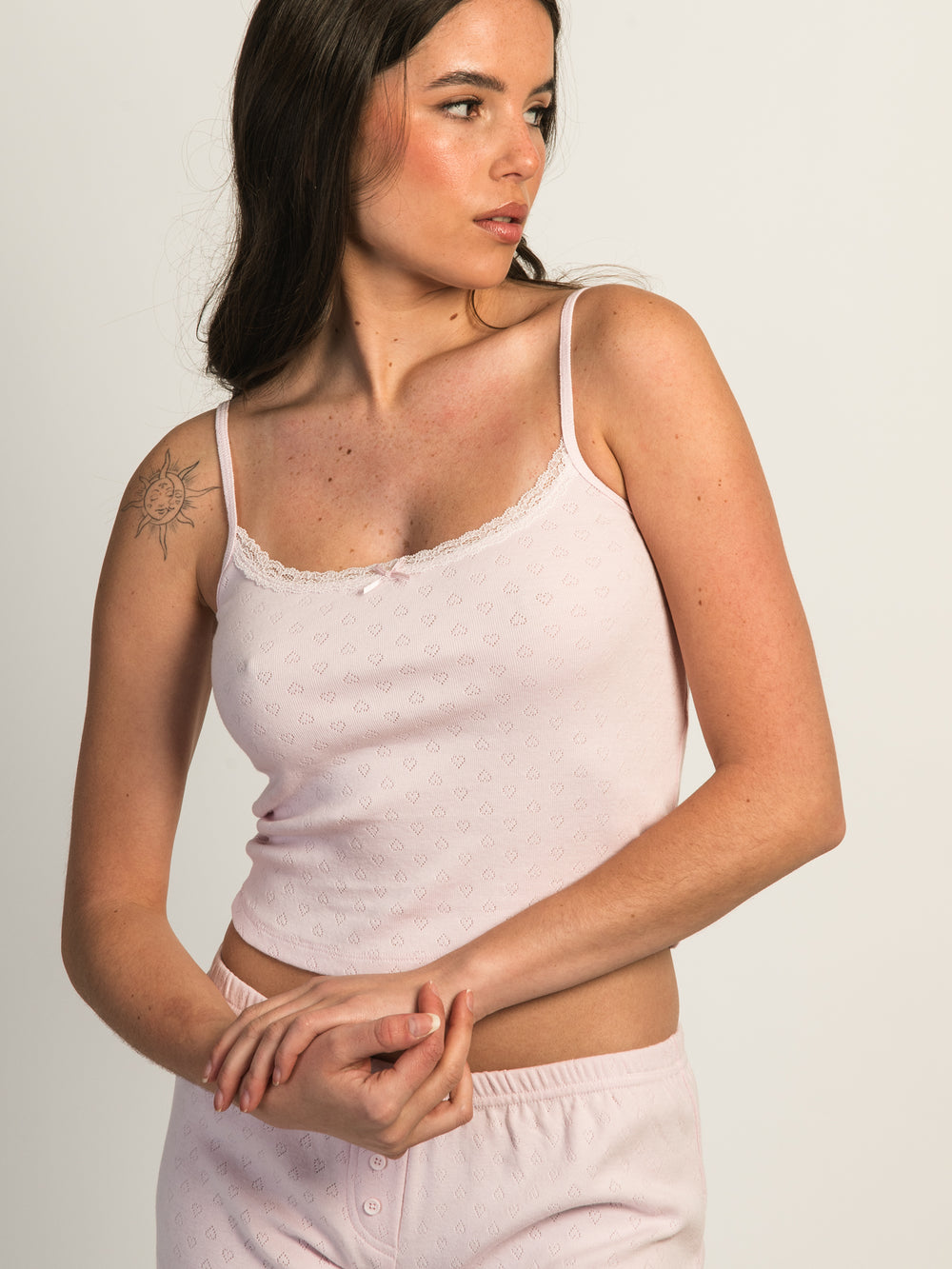 HARLOW MALLORY HEART TANK TOP - BABY PINK