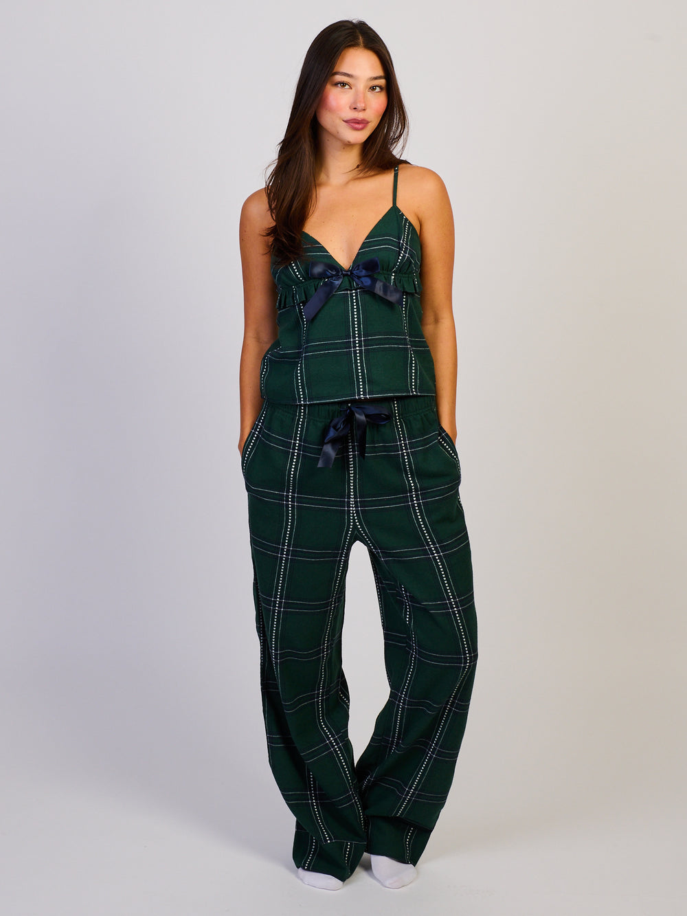 HARLOW PLAID TANK TOP - FOREST