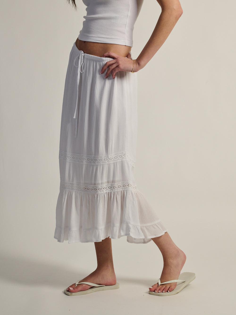 HARLOW FLORA SKIRT - WHITE