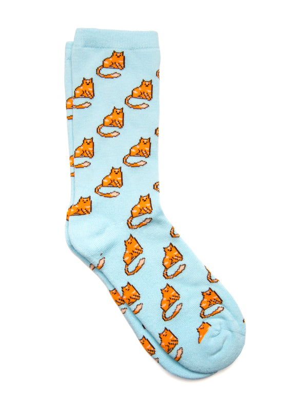 HARLOW CAT PRINT SOCK - BLUE