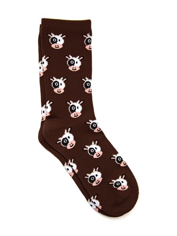 HARLOW COW PRINT SOCK - CHOCOLATE