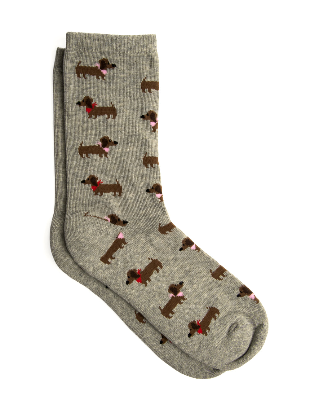 HARLOW WIENER DOG PRINT SOCK - HEATHER GREY