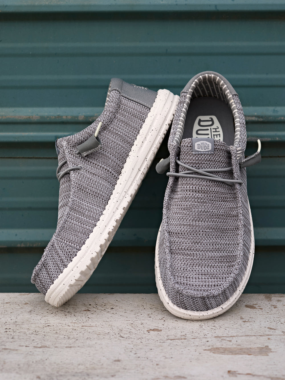 MENS HEYDUDE WALLY STRETCH SOX SLIP-ON - GREY