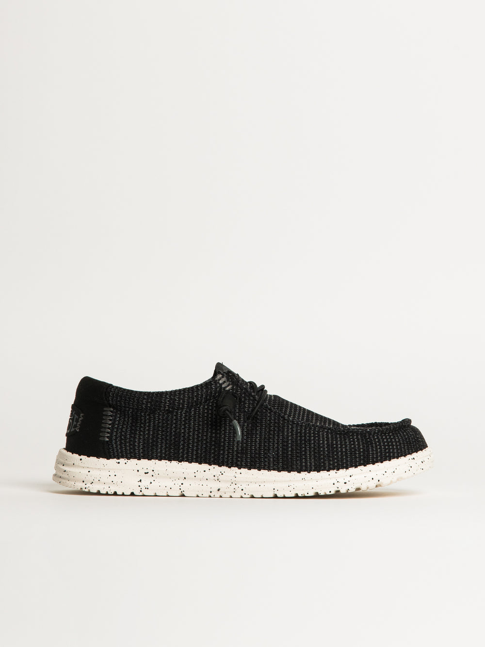 MENS HEYDUDE WALLY STRETCH SOX SLIP-ON - BLACK/WHITE