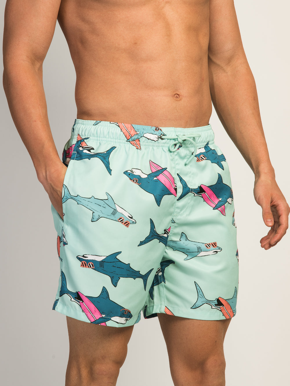 ISLAND HAZE SURFING SHARK 5IN VOLLEY SHORT - AQUA