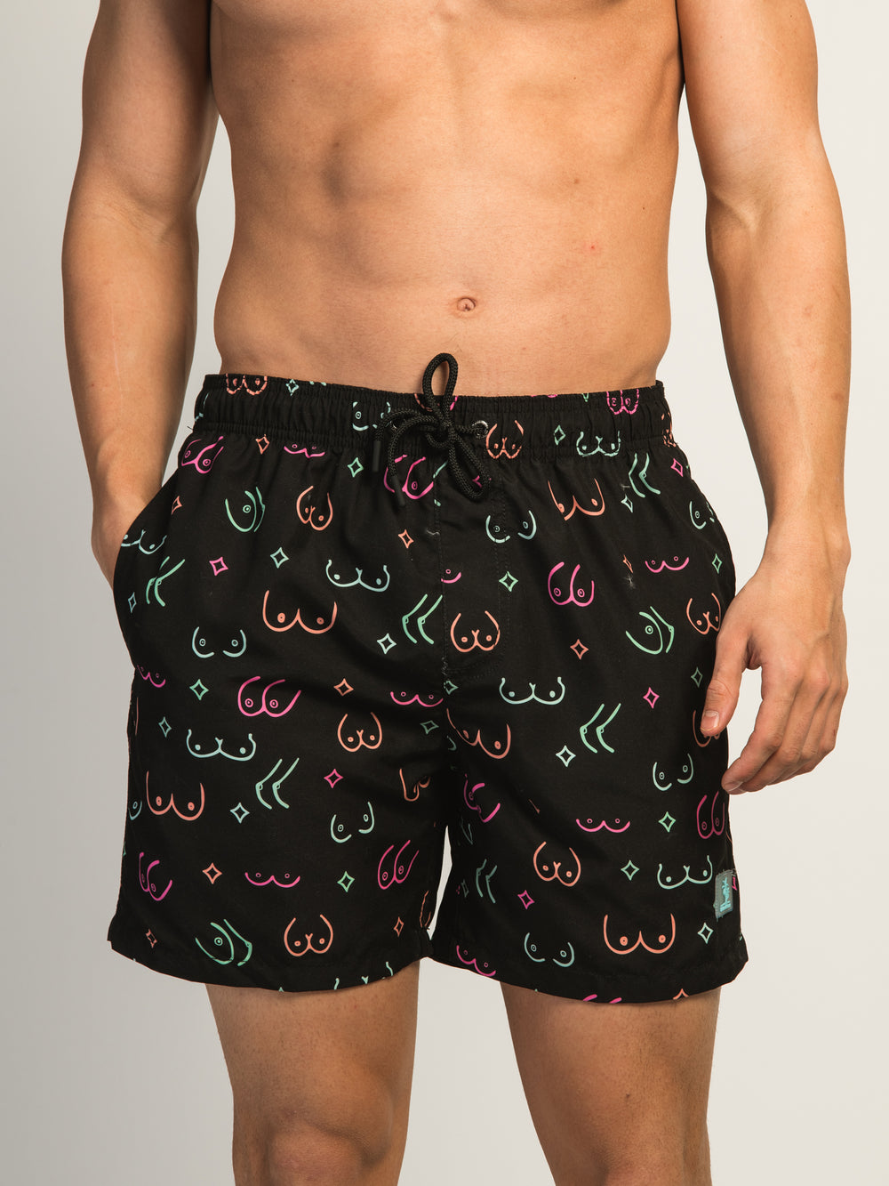 ISLAND HAZE BOOBIES 5IN VOLLEY SHORT - BLACK