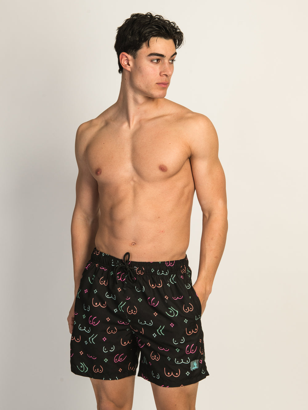 ISLAND HAZE BOOBIES 5IN VOLLEY SHORT - BLACK