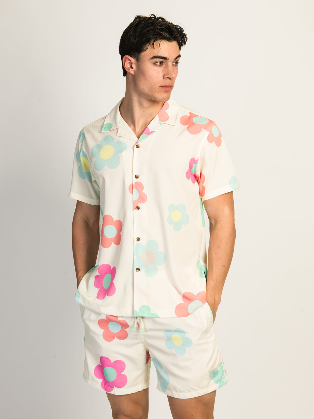 ISLAND HAZE DAISY SHORT SLEEVE WOVEN SHIRT - CREAM