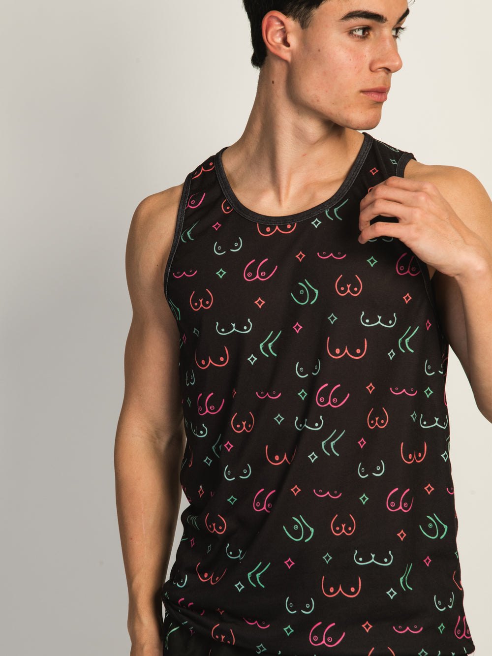 ISLAND HAZE BOOBIES AOP TANK - BLACK
