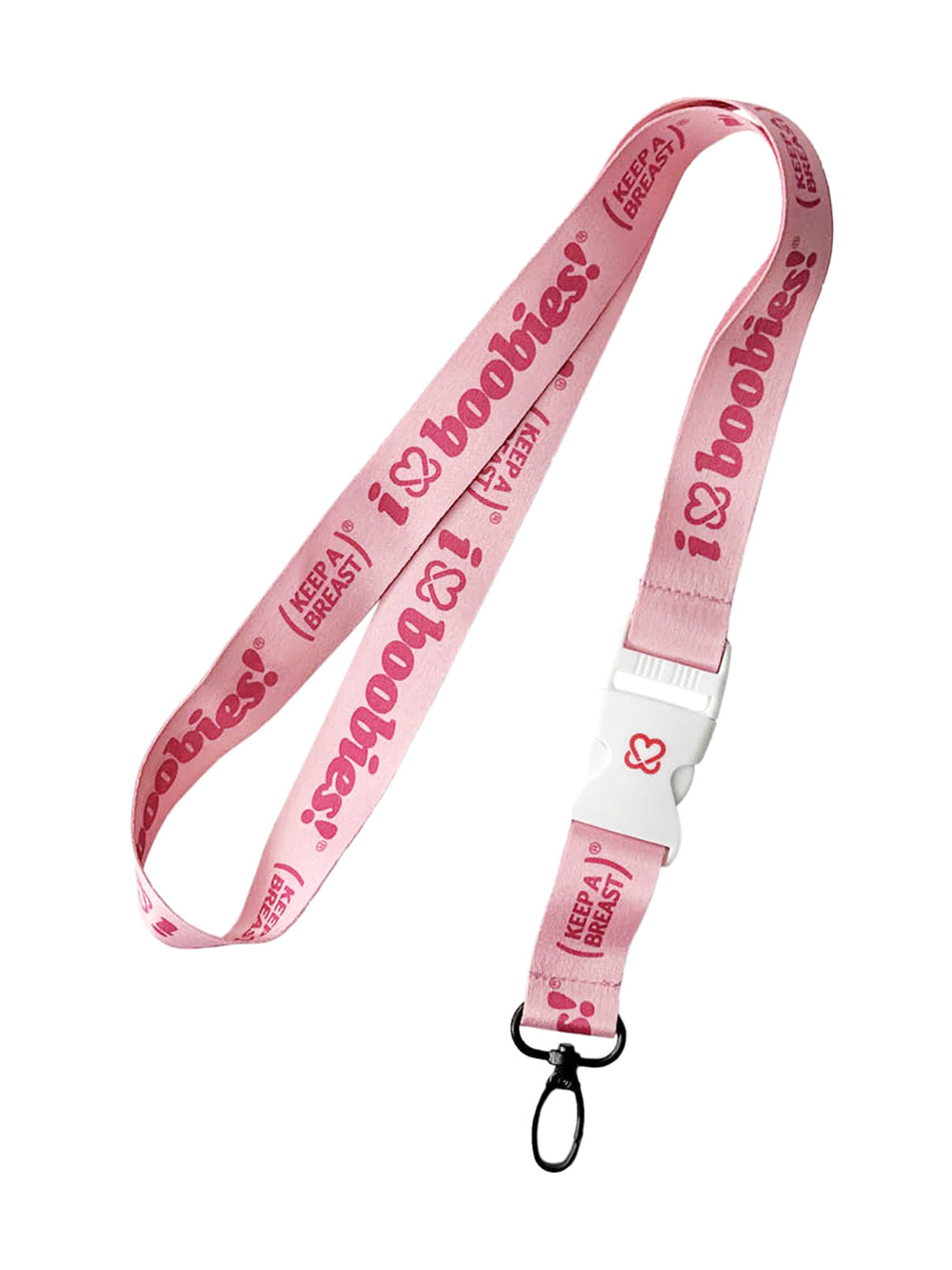 KEEP A BREAST I HEART BOOBIES LANYARD