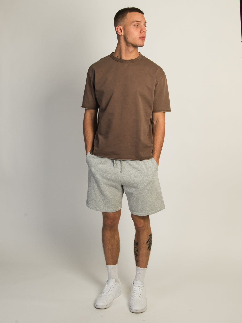 KOLBY OVERSIZED FRENCH TERRY TEE - BROWN