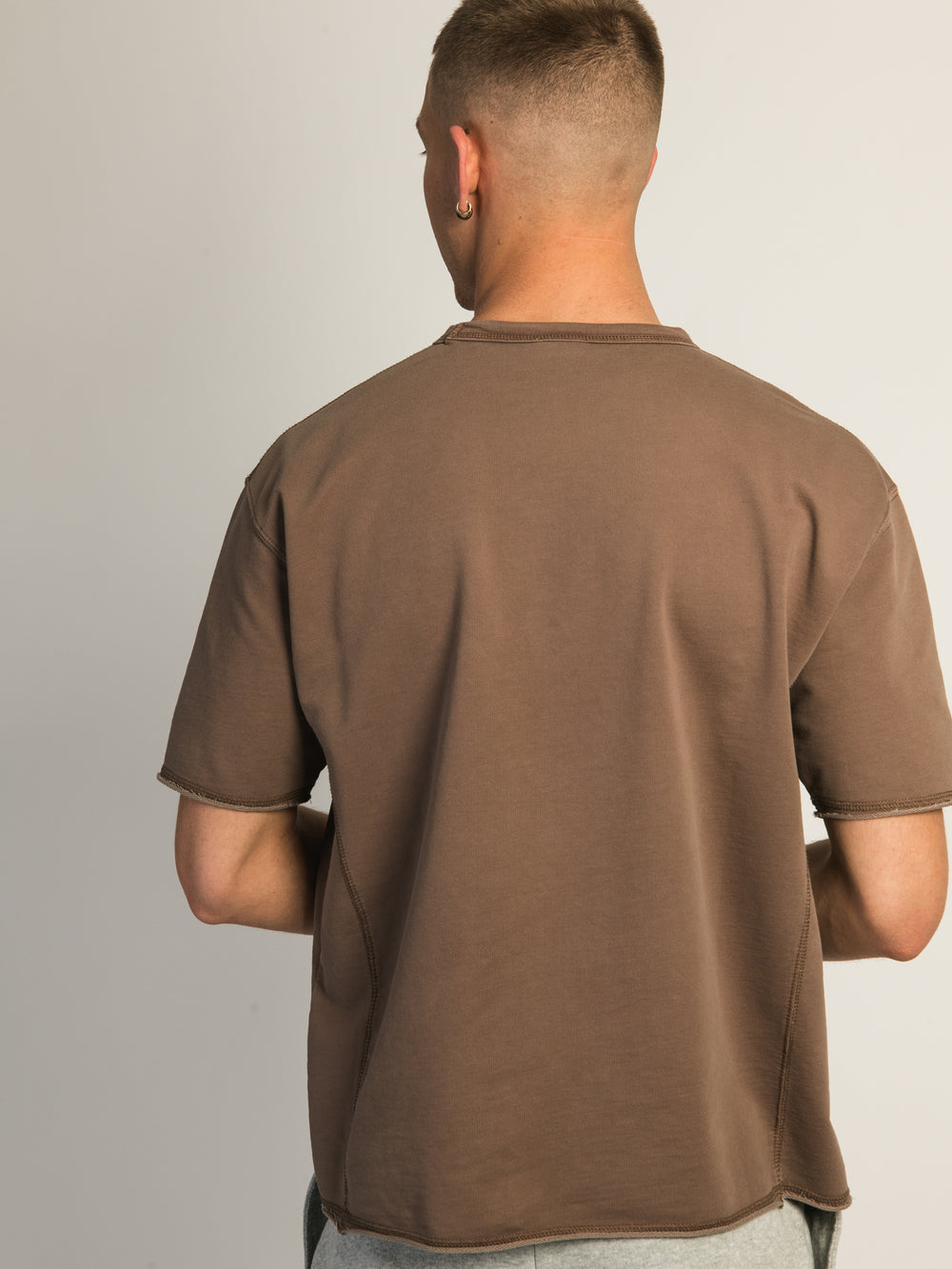 KOLBY OVERSIZED FRENCH TERRY TEE - BROWN