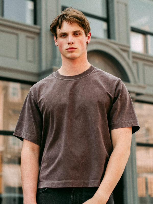 KOLBY SHORT CUT HEAVYWEIGHT TEE - BROWN