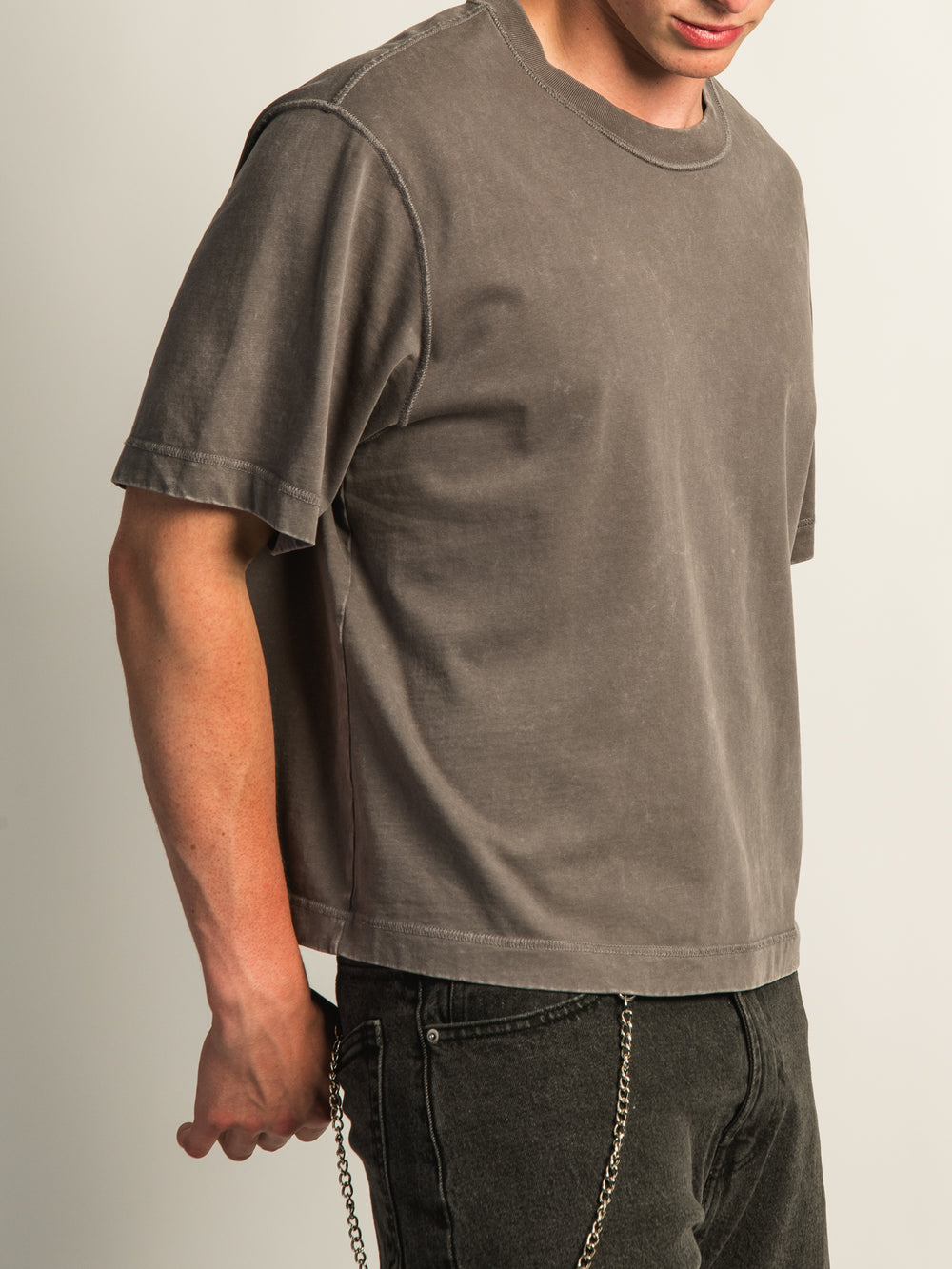 KOLBY SHORT CUT HEAVYWEIGHT TEE - CHARCOAL