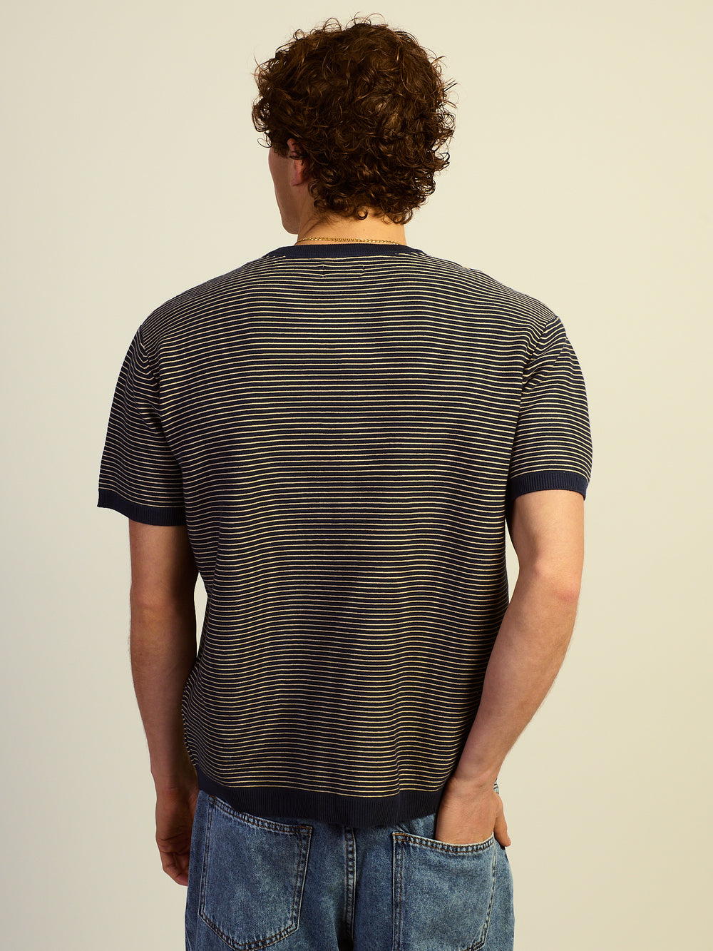 KOLBY RELAXED FIT KNIT TEE - CHARCOAL NAVY