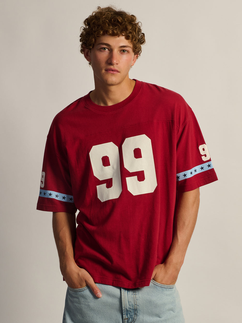 KOLBY LOOSE FIT FOOTBALL T-SHIRT - RED