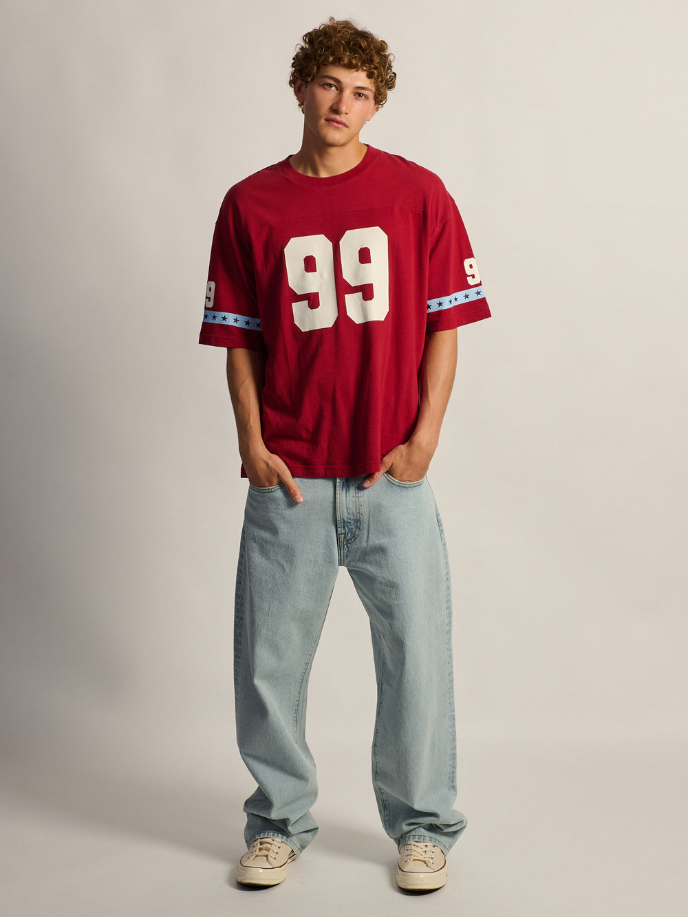 KOLBY LOOSE FIT FOOTBALL T-SHIRT - RED