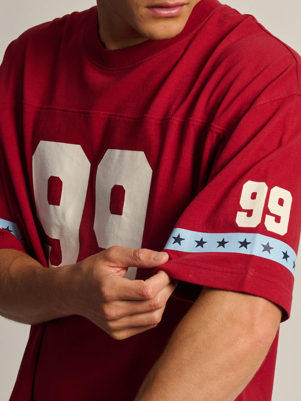 KOLBY LOOSE FIT FOOTBALL T-SHIRT - RED
