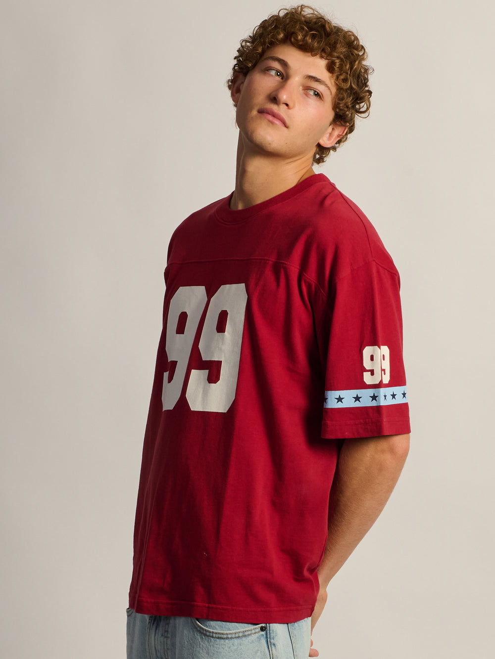 KOLBY LOOSE FIT FOOTBALL T-SHIRT - RED