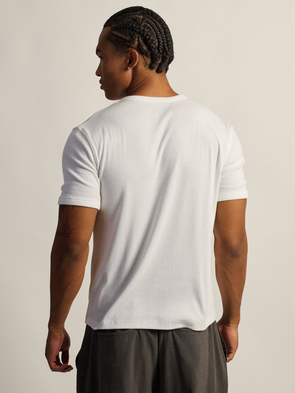 KOLBY SLIM FIT RIBBED T-SHIRT - WHITE