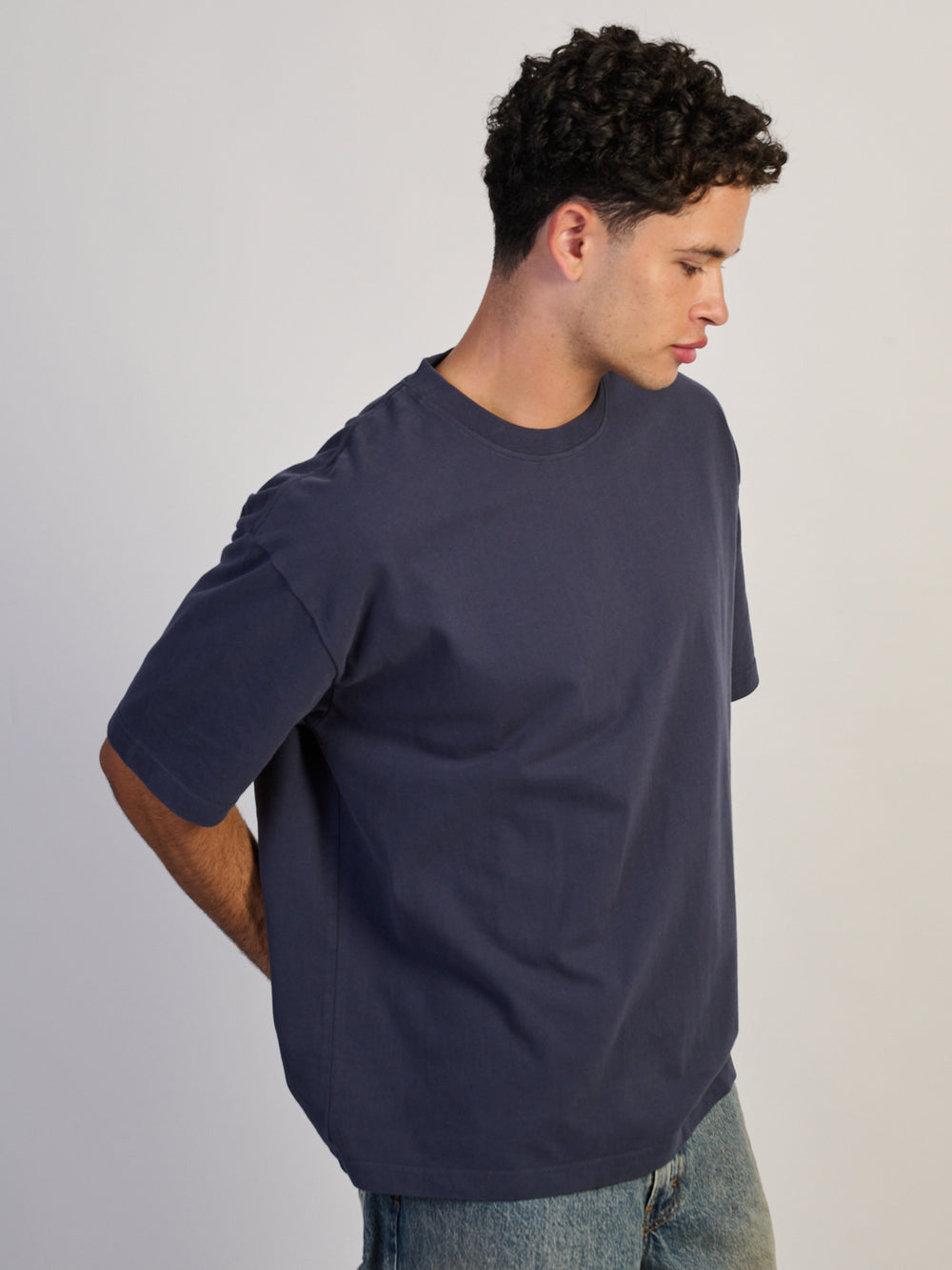 KOLBY PREMIUM HEAVYWEIGHT T-SHIRT - CHARCOAL NAVY